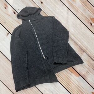 Syngman Cucala L asymmetrical zip up hooded 80% wool coatigan